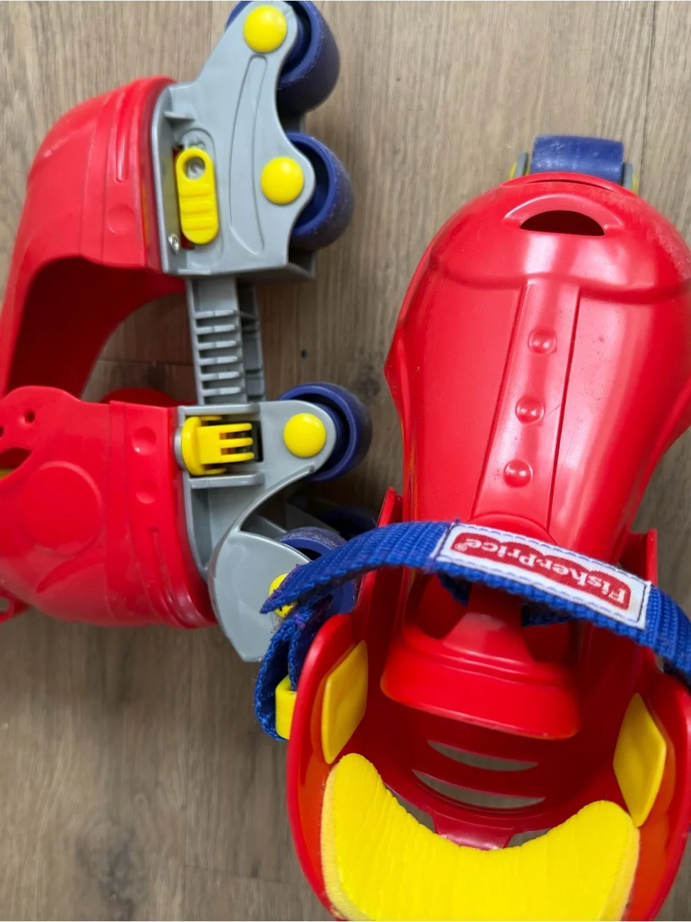 Fisher-Price Red Kids Water Shoes with Yellow Accents and Blue Straps